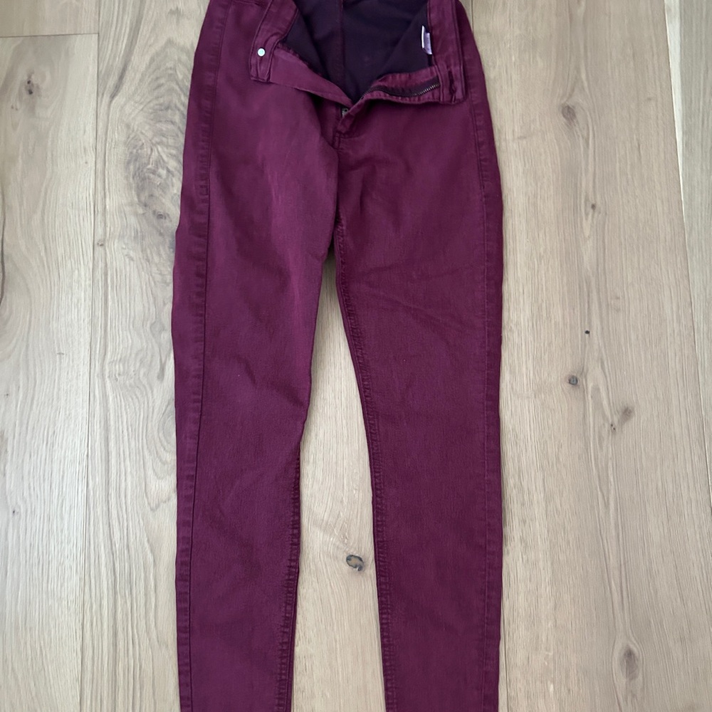 Burgundy Red High Rise Jeggings